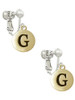 Capital Gold Tone Letter - G - Pebble Disc - Clip On Earrings