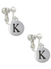 Capital Letter - K - Pebble Disc - Clip On Earrings