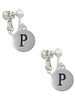 Capital Letter - P - Pebble Disc - Clip On Earrings