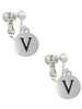 Capital Letter - V - Pebble Disc - Clip On Earrings