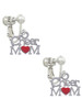 Cheer Mom with Red Heart Clip On Earrings