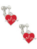 Heartbeat on Red Heart Clip On Earrings
