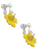 Yellow Hibiscus Flower Clip On Earrings