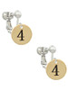 Gold Tone Disc 1/2'' Number - 4 - Clip On Earrings