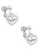 Heart with Pink Crystal Heartbeat Clip On Earrings