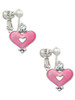 Hot Pink Enamel Heart with Cutout Clip On Earrings