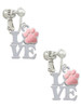 Love with Pink Paw Clip On Earrings