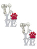 Love with Red Paw Clip On Earrings