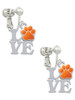 Love with Orange Paw Clip On Earrings