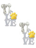 Love with Yellow Paw Clip On Earrings