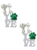 Love with Green Paw Clip On Earrings