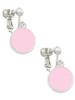 Small Pink Enamel Disc Clip On Earrings