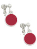 Small Maroon Enamel Disc Clip On Earrings