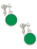 Small Green Enamel Disc Clip On Earrings