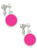 Small Hot Pink Enamel Disc Clip On Earrings