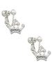Small ''Princess'' Crown with Clear Crystals Clip On Earrings