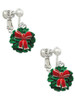 Enamel Wreath with Bow Clip On Earrings