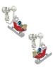 Red Christmas Sleigh Clip On Earrings