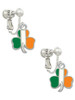 2-D Irish Flag Shamrock Clip On Earrings