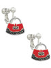 Red Purse Clip On Earrings