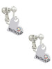 Heart with ''Volleyball'' and AB Crystal Clip On Earrings