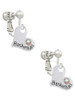 Heart with ''Basketball'' and AB Crystal Clip On Earrings