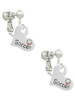 Heart with ''Soccer'' and AB Crystal Clip On Earrings