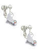 Heart with ''Baseball'' and AB Crystal Clip On Earrings