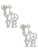 Love with Peace Sign Clip On Earrings