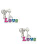 Rainbow Colored ''Love'' Clip On Earrings