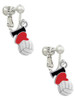 I Love Volleyball - Red Heart Clip On Earrings
