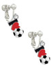 I love Soccer - Red Heart Clip On Earrings