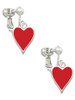 Card Suit - Red Heart Clip On Earrings