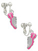 Hot Pink Running Shoe Clip On Earrings