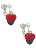 3-D Chocolate Dipped Strawberry Clip On Earrings