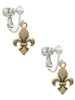 Gold Tone Fleur de Lis Clip On Earrings