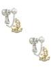 Gold Tone Mini Crystal Anchor Clip On Earrings