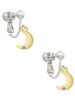 Gold Tone Small Crescent Moon Clip On Earrings