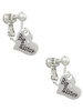 Small ''Big Sister'' Heart with Clear Crystal Clip On Earrings