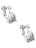 Small ''Lil Sister'' Heart with Clear Crystal Clip On Earrings