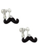 Small Black Enamel Mustache Clip On Earrings