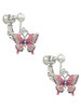 Small Hot Pink & Purple Butterfly Clip On Earrings
