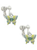 Small Lime Green & Blue Butterfly Clip On Earrings