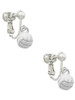 3-D White Volleyball Clip On Earrings