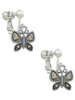 Butterfly with Gold Tone Hearts Clip On Earrings