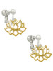 Gold Tone Lotus Outline Clip On Earrings