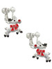 Reindeer with Red Crystal Clip On Earrings