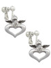 Guardian Angel over Heart Clip On Earrings