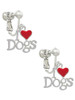 I love Dogs with Red Heart Clip On Earrings