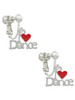 I love Dance with Red Heart Clip On Earrings